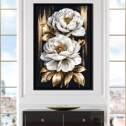 Gilded Petals Resting Upon Midnight - NicheCanvas