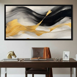 Modern Gold Black Fluid Waves - NicheCanvas