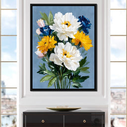 Blue Garden Peony Bouquet - NicheCanvas