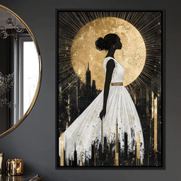 Golden Silhouette City Radiance - NicheCanvas