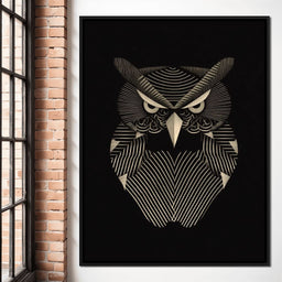 Golden Geometric Owl Guardian - NicheCanvas