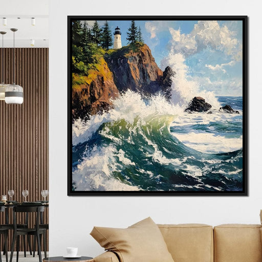 Coastal Lighthouse Wavescape Canvas Print