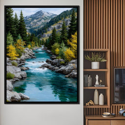Alpine River Evergreen Peaks - NicheCanvas