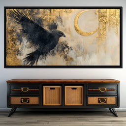 Eagle Soar Under Golden Moon - NicheCanvas