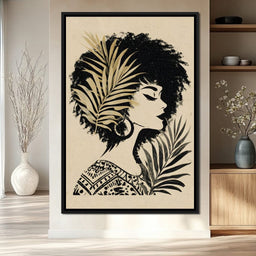 Tropical Noir Lady Silhouette - NicheCanvas