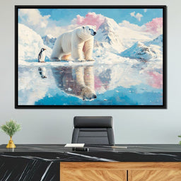 Polar Bears Companions Reflected - NicheCanvas