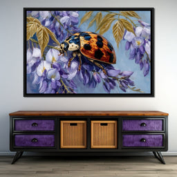Ladybug On Wisteria Bloom - NicheCanvas