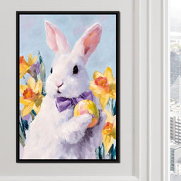 Pastel Easter Bunny With Egg - NicheCanvas