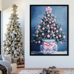 Holiday Fir With Pink Baubles - NicheCanvas
