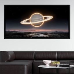 Luminous Saturn Over Alien Sea - NicheCanvas