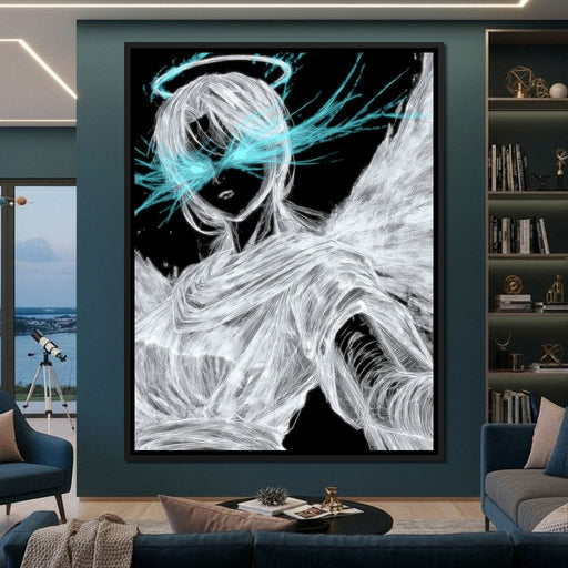 Celestial Guardian Neon Wings Canvas Print