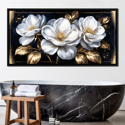 Gilded Petals On A Midnight Stage - NicheCanvas