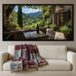 Sunlit Tuscan Vineyard Terrace - NicheCanvas