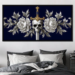 Baroque Skull and Peony Sword - NicheCanvas