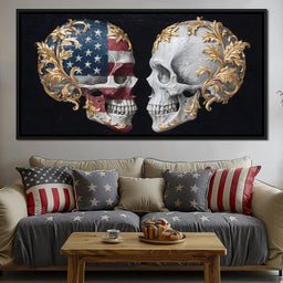 Gilded Patriotic Skull Confront - NicheCanvas