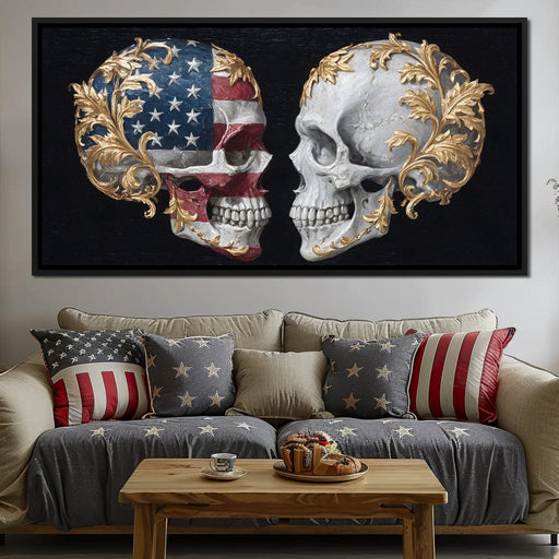 Gilded Patriotic Skull Confront Canvas Print