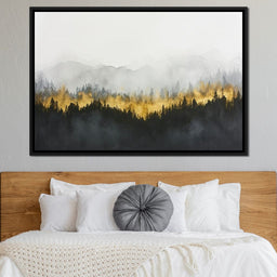 Radiant Mist Over Pine Peaks - NicheCanvas