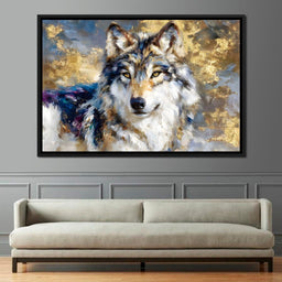 Golden Storm Wolf Portrait - NicheCanvas