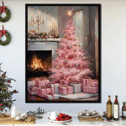 Pink Christmas Hearth Glow - NicheCanvas