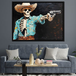 Cowboy Skeleton in Denim - NicheCanvas