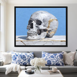 Kintsugi Skull on Marble Stilllife - NicheCanvas