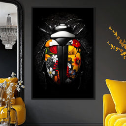 Floral Beetle Kaleidoscope - NicheCanvas