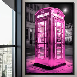Pink Telephone Booth - NicheCanvas