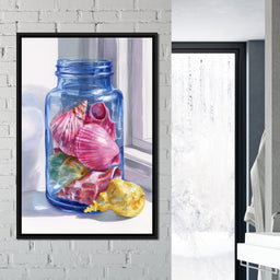 Seashells Jar Sunlit Window - NicheCanvas