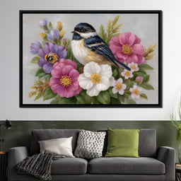 Chickadee Garden Blossom Song - NicheCanvas