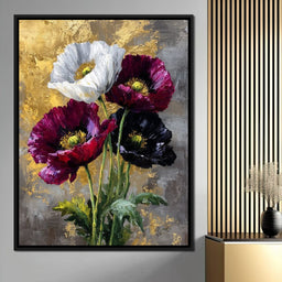 Gilded Poppies Quartet - NicheCanvas