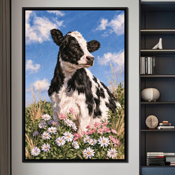 Gentle Pasture Cow Under Summer Skies - NicheCanvas