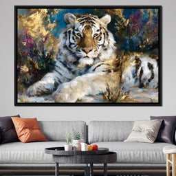 Golden White Tiger Reverie - NicheCanvas