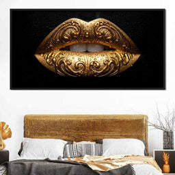 Golden Lips Elegance Illumination - NicheCanvas