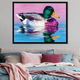 Vivid Mallard Duck Reflections - NicheCanvas