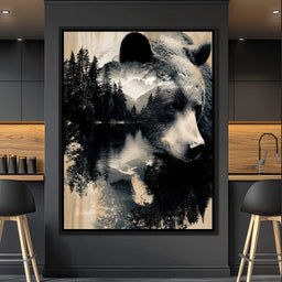 Wild Pines Bear Reflection - NicheCanvas