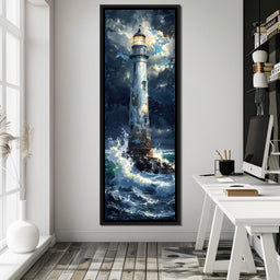 Lighthouse of Stormy Shores - NicheCanvas