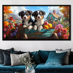 Puppy Paradise in Bloom - NicheCanvas