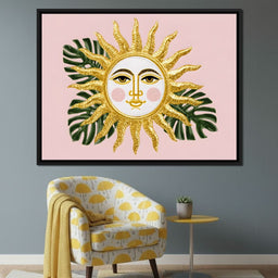 Golden Sunface Tropical Glow - NicheCanvas