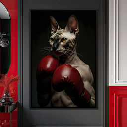 Pugilist Feline Champion - NicheCanvas