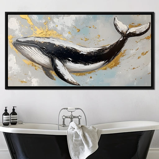 Golden Waves Ocean Whale Canvas Print