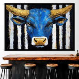 Striped Bull Portrait - Alicia Smith - NicheCanvas