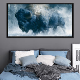 Roaming Buffalo In Cold Winter Plains - NicheCanvas