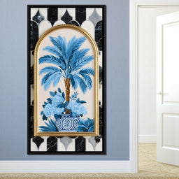 Tropical Elegance Flourish in Blue - NicheCanvas