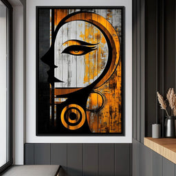 Golden Elegance Abstract Face - NicheCanvas