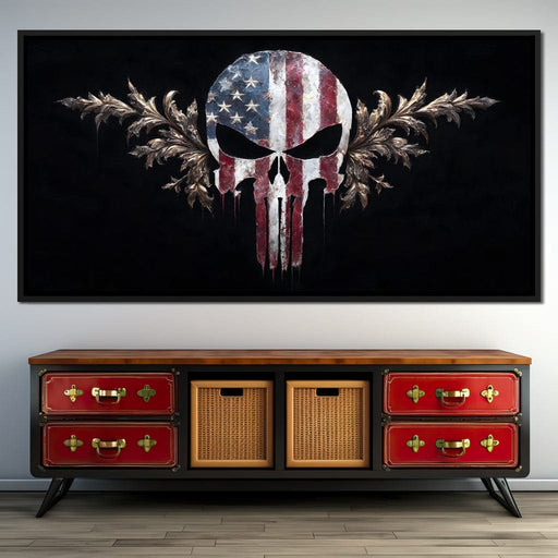 Stars Stripes Resolute Skull Canvas Print
