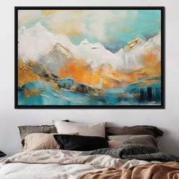 Golden Peaks Dawn Mountain Escape - NicheCanvas