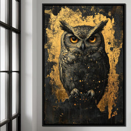 Golden Nocturnal Owl - NicheCanvas