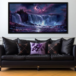 Eclipse Over Lavender Falls - NicheCanvas