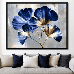 Gilded Ginkgo Leaves Under Moonlight - NicheCanvas