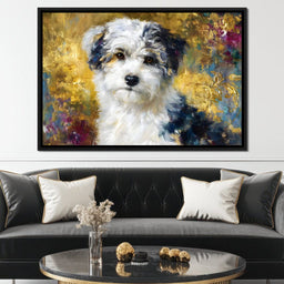 Golden Garden Puppy Portrait - NicheCanvas